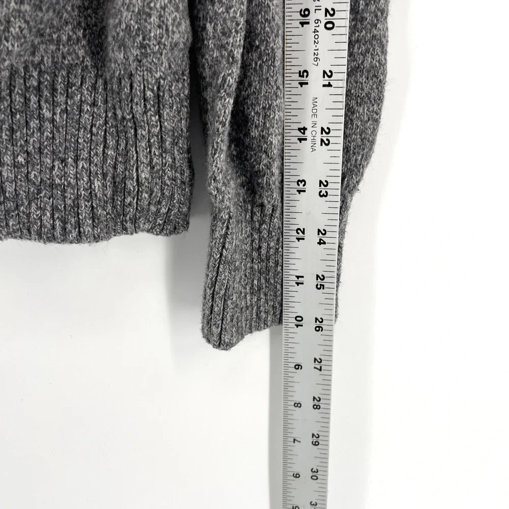 Banana Republic Mens Medium Gray Striped Wool Blend‎ Mock Neck Button Sweater